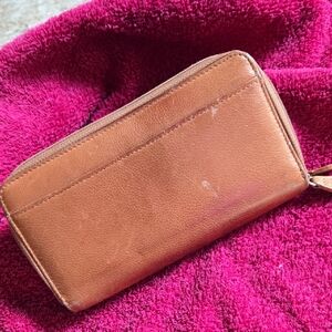 WILSON LEATHER Tan Zip Around long wallet. GUC